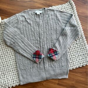 Vineyard Vines Plaid Cuffed Cable Knit Sweater XS